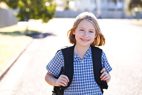 A child walking to school